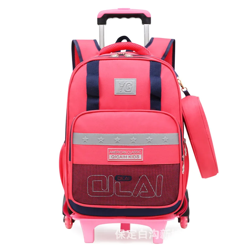 

Ming Qi Children Trolley Bag GIRL'S And BOY'S 2-3-5 Grade Burden Relieving Dual Purpose Three Rounds Deconstructable Backpack