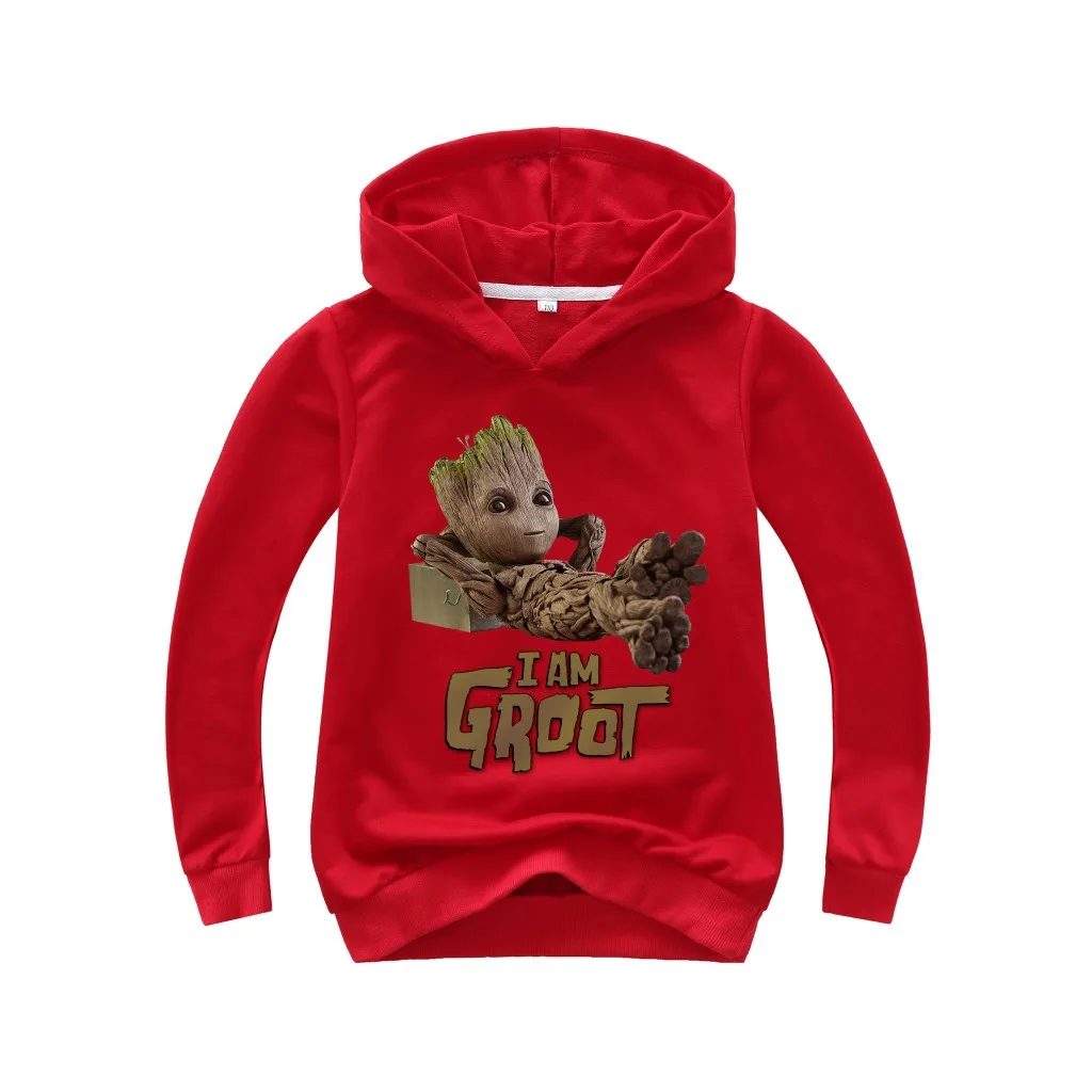 Одежда для детей; толстовка с надписью «I'm Groot»; маскарадные костюмы для мальчиков и девочек; толстовки с длинными рукавами; футболка; одежда с капюшоном