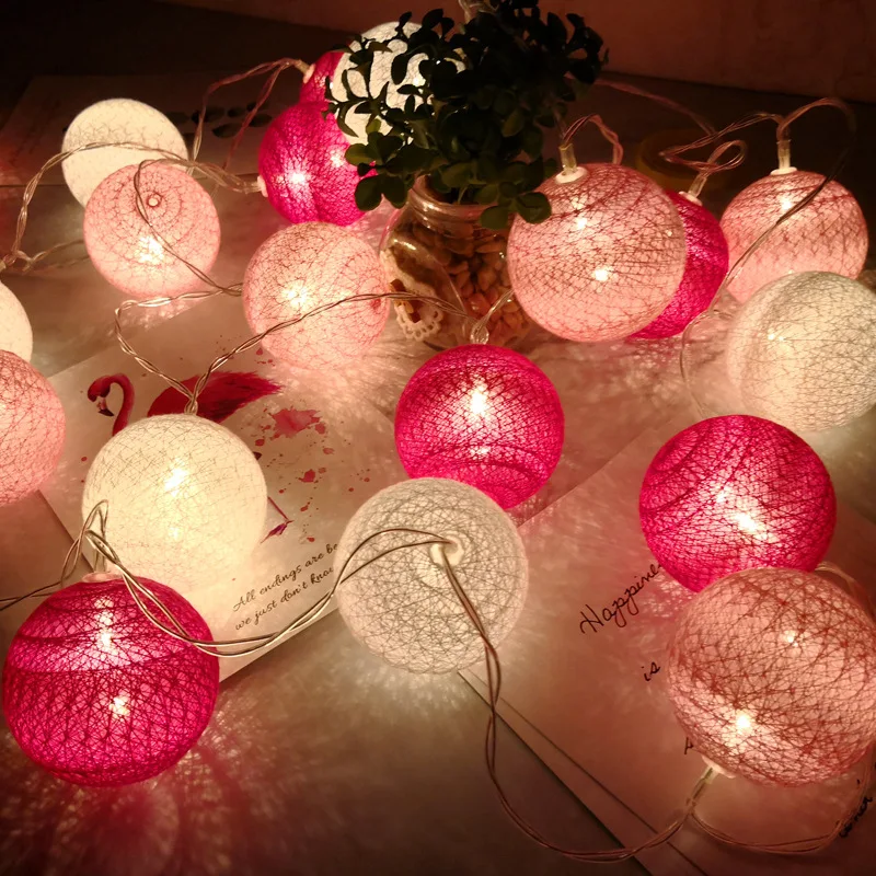 

LED Cotton Ball String Lights Ins Internet Hot Girlish Colored String Lights Christmas Holiday Decoration Small Colored Lights