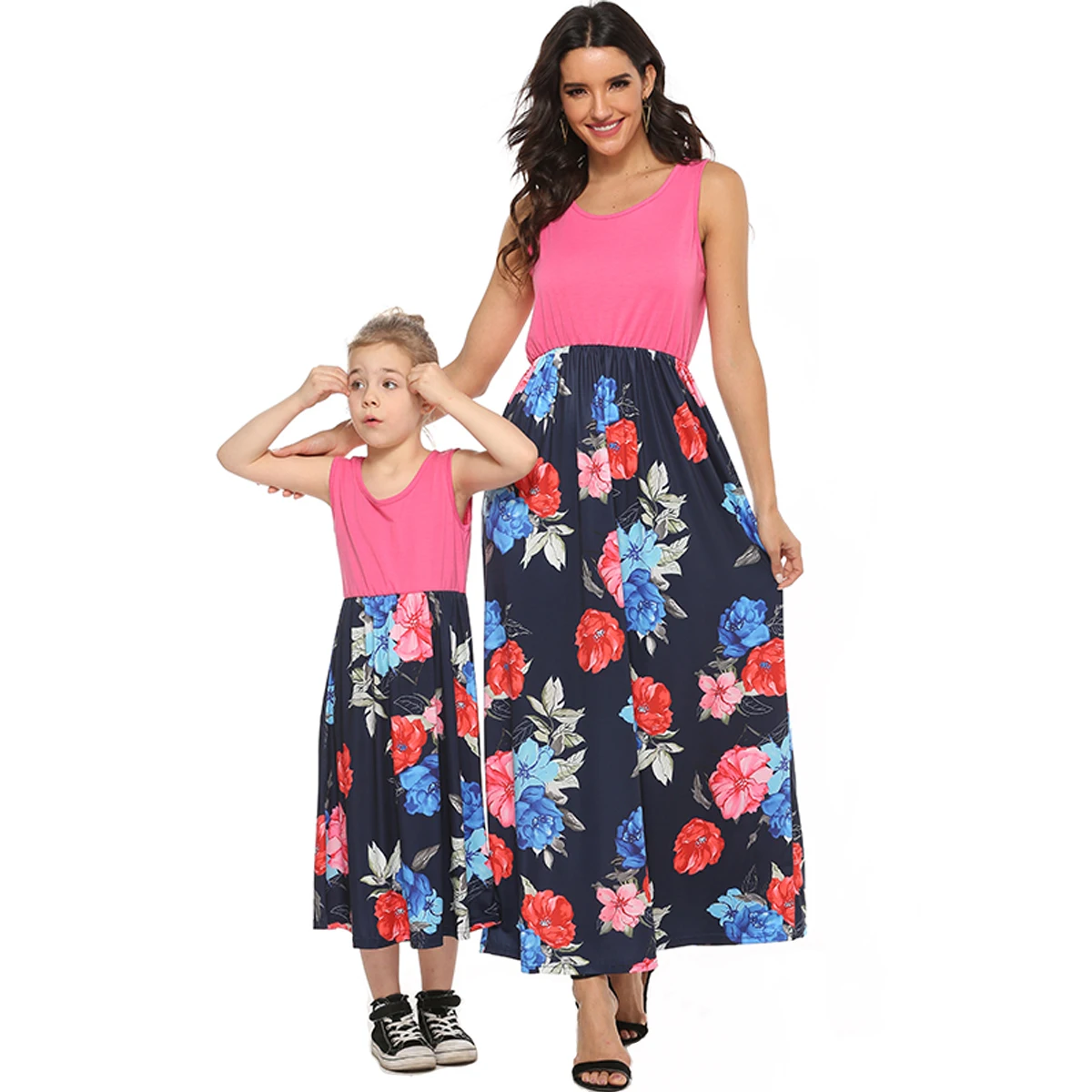 

Mother Daughter Dresses Summer Mommy and Me Matching Dress Mommy and Daughter Matching Floral Clothes Family Matching Outfits