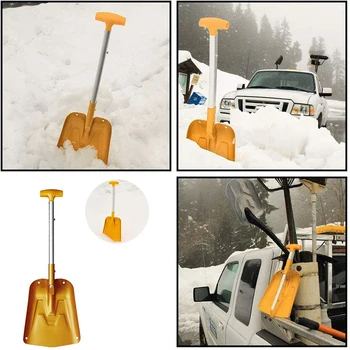 

Lightweight Collapsible Snow Shovel, Portable Adjustable Aluminum Emergency Shovel, Foldable Telescopic Winter Shovel for Car, C