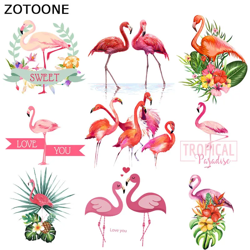 

ZOTOONE New Flamingo Animals Patches for Clothing Patch Applications Iron on Heat Transfer Applique on Clothes Thermo Stickers S