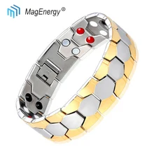 MagEnery, магический женский браслет, отрицательные ионы, Био, медицинские браслеты, звено, Браслет-Шарм, нержавеющая сталь, золото, серебро, ювелирные изделия