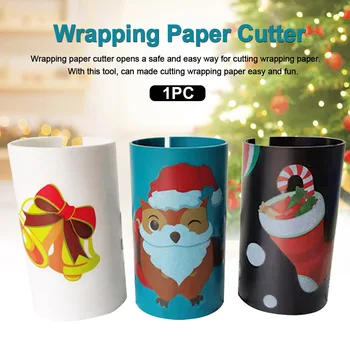 

Wrapping Paper Cutter Christmas Gift Safe Packing Roll Manual Office Sliding Trimmer Convenient School Tools Time Saving