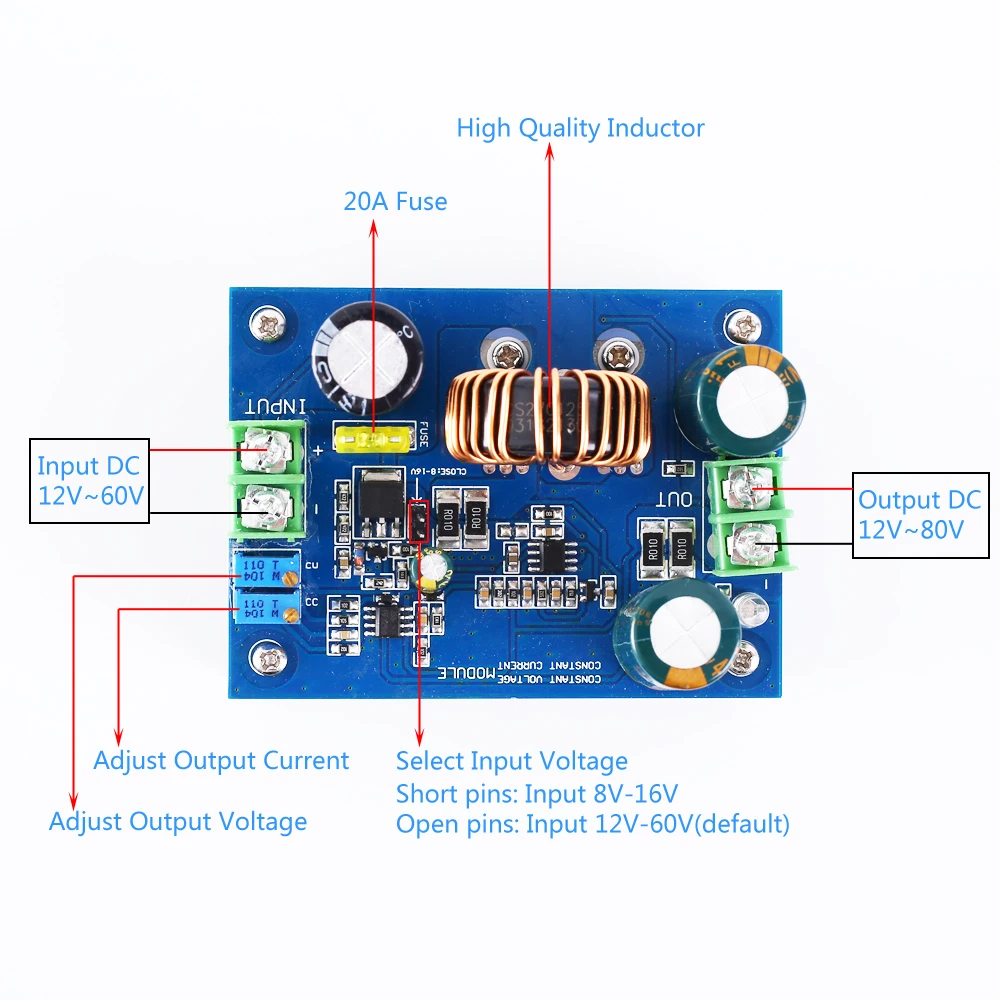 DC-DC 600W CVCC мощный источник питания модуль неизолированный 8 V-60 V-12 V-80 V повышающий преобразователь модуль Boost Поддержка зарядное устройство на солнечной батарее