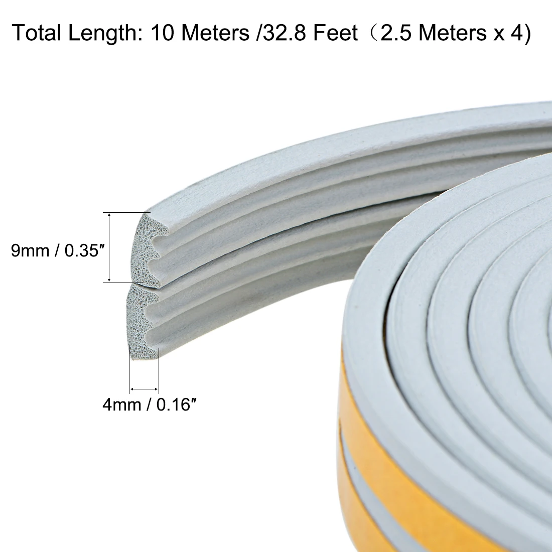 Foam Adhesive Weather Strips 9mm wide 2mm thick 2 pieces 2.5 meters long Brown
