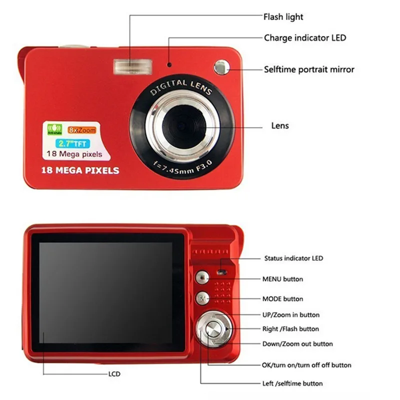 Детская портативная мини-камера 2," 720 P 18MP 8x зум TFT lcd HD Цифровая видеокамера анти-встряхивание фото для детей подарок