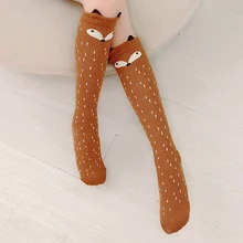 Длинные хлопковые носки; гетры с рисунком лисы для мальчиков и девочек; модные рождественские костюмы для детей; одинаковые комплекты для семьи