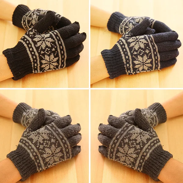 Серый) унисекс перчатки варежки Снежинка вязать мужские наручные зимние теплые