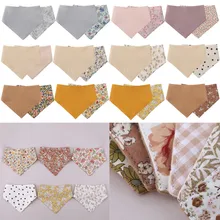 Bavoirs en coton pour bébés, serviette triangulaire, Double face, imprimé, bavette d'alimentation pour nouveau né et bambin, bouton pression