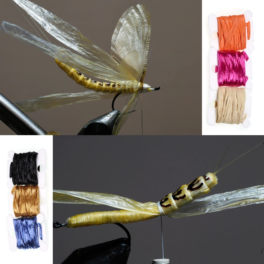 9 Colors Straw Raffia Wing Cases Shell Backs Nymphs Scud Fly Tying Materials