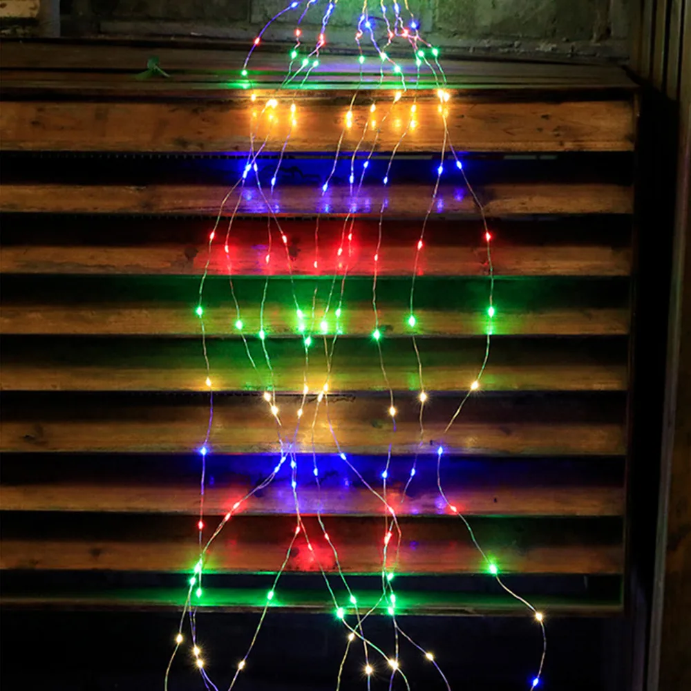 thumbnail image 1 of Guirnalda de luces LED de 100/200/280 luces LED de cobre con forma de cascada, decoración para árbol de Navidad, bodas, fiestas y festividades, 1 of 5
