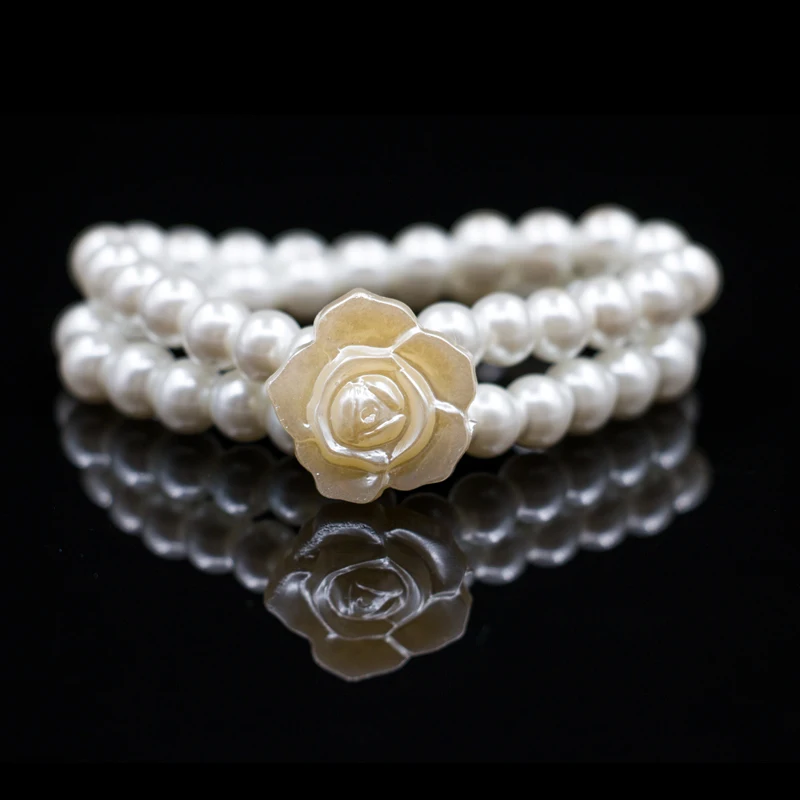 charm camellia flower bracelets double layer simulated pearl wedding friendship bracelet for women | Украшения и аксессуары