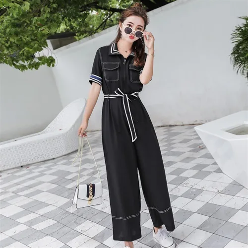 

Onesie WOMEN'S Suit 2019 Summer Korean-style Bib Overall Loose-Fit Slimming Loose Pants BF High-waisted Students Romper