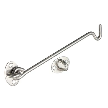

New Stainless Steel Cabin Hook And Eye Latch Lock Shed Gate Door Catch Silent Holder Size:8inch