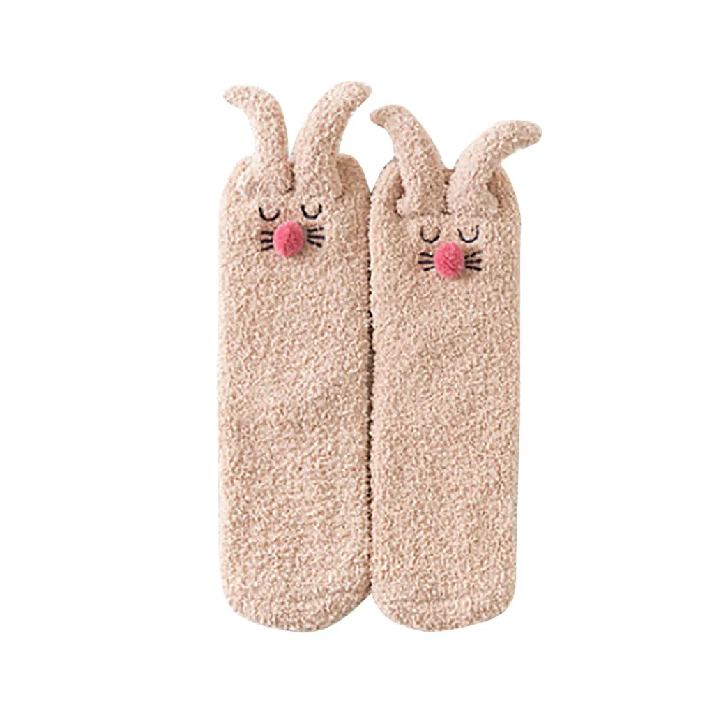Comfortable cotton Women Ankle Socks Women Fashion Warm Home Women Girl Soft Bed Floor Rabbit Ears Floor Sleeping Mid Stocks
