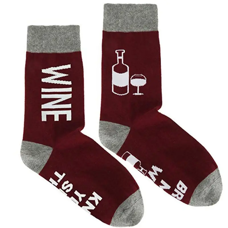 Unisex If You Can Read This Bring Me Tacos Wine Beer Crew Socks Novelty Funny Letters Cartoon Jacquard Cotton Hosiery