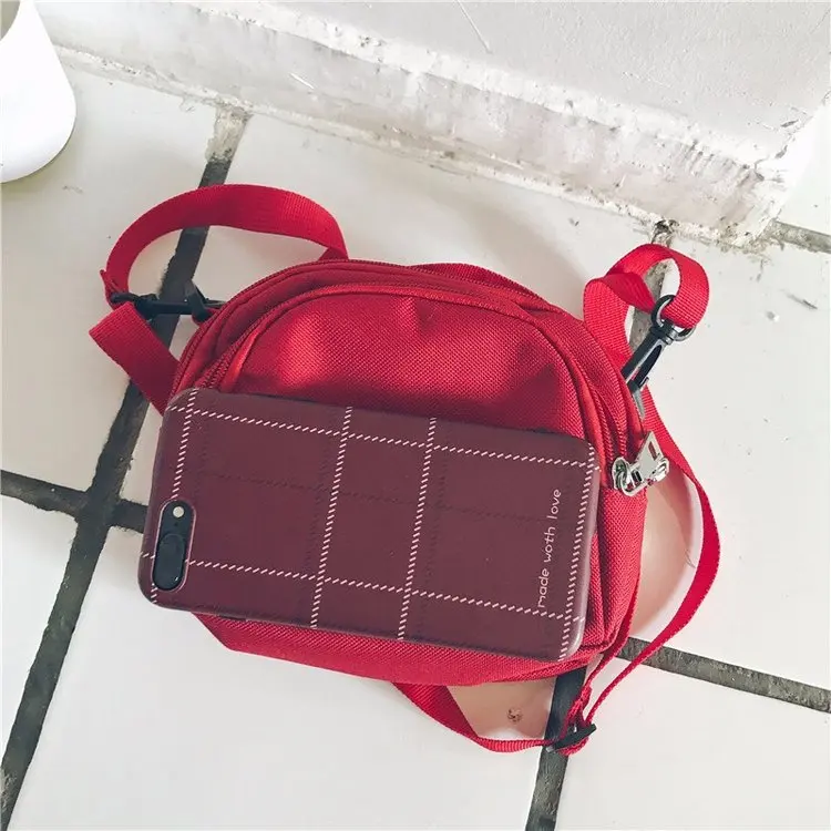 

New Style Korean-style Double Bib Students Children Men And Women Canvas Shoulder Small Cloth Bag WOMEN'S Bag