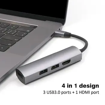 

Type-C To Hdmi + 3*USB3.0 HUB 4 in 1 Hdmi 4K Type-C HUB Notebook Mobile Phone Adapter For mate10 mate20 P20 P30