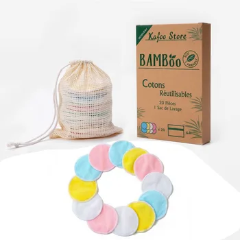 

2020 20 Packs Reusable Makeup Remover Pads Washable Eco-friendly Natural Bamboo Cotton Rounds