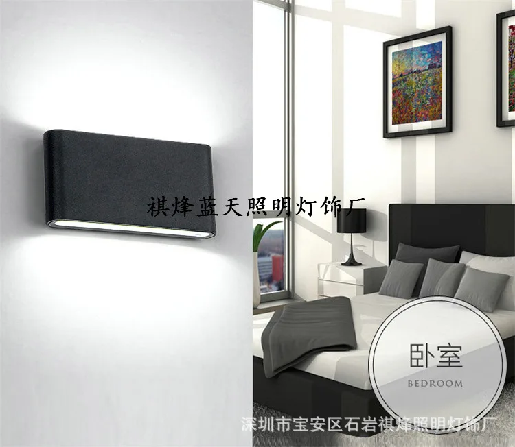 LED Modern Wall Lamp Outdoor Waterproof Wall Lamp Square Garden Lamp Exterior Wall Hallway Balcony Ultra-Thin-6w12w
