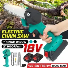 4 inç elektrikli zincirli testereler 18V 2400W ahşap kesme budama testere akülü bahçe ağaç günlüğü kırpma testere makita pil