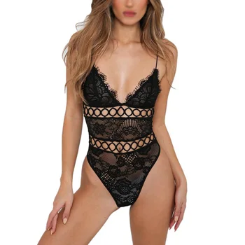 

Sexy Lace Bodysuit Women Bodycon Jumpsuit Short 2019 Summer Hollow Out Rompers Womens Jumpsuit Body Overall Mesh Playsuit 2020