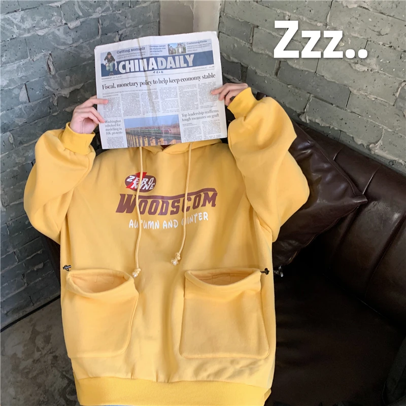Sudadera Mujer осень зима женские негабаритных Kawaii толстовки Harajuku печатных карман толстовка с капюшоном женские флисовые толстовки