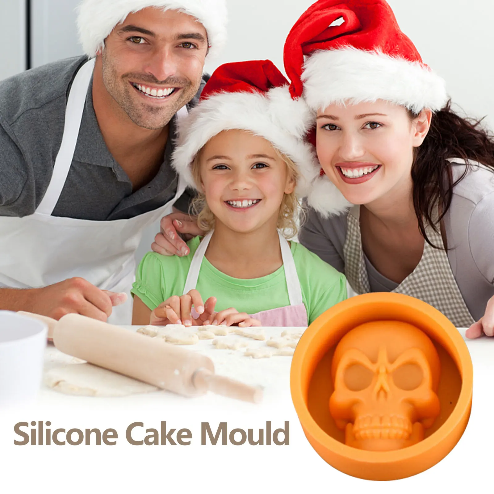 Mini 3D Skull Cake Mold Silicone DIY Chocolate Candy Molds Halloween Party Cake Decoration Mold Pastry Baking Decoration Tools