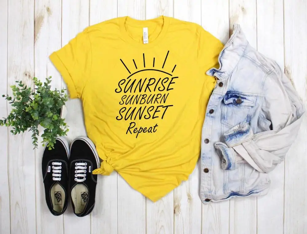 

Sunrise Sunburn Sunset Repeat Print Women tshirt Cotton Casual Funny t shirt Gift 90s Lady Yong Girl Drop Ship S-874