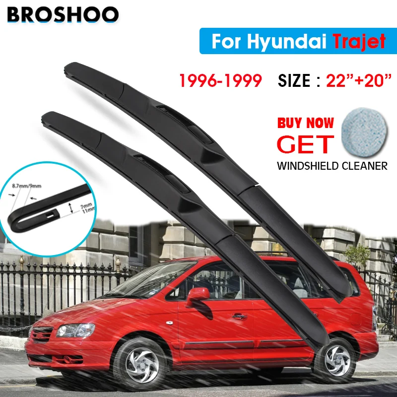 

Car Wiper Blade For Hyundai Trajet 22"+20" 1996-1999 Auto Windscreen Windshield Wipers Blades Window Wash Fit U Hook Arms