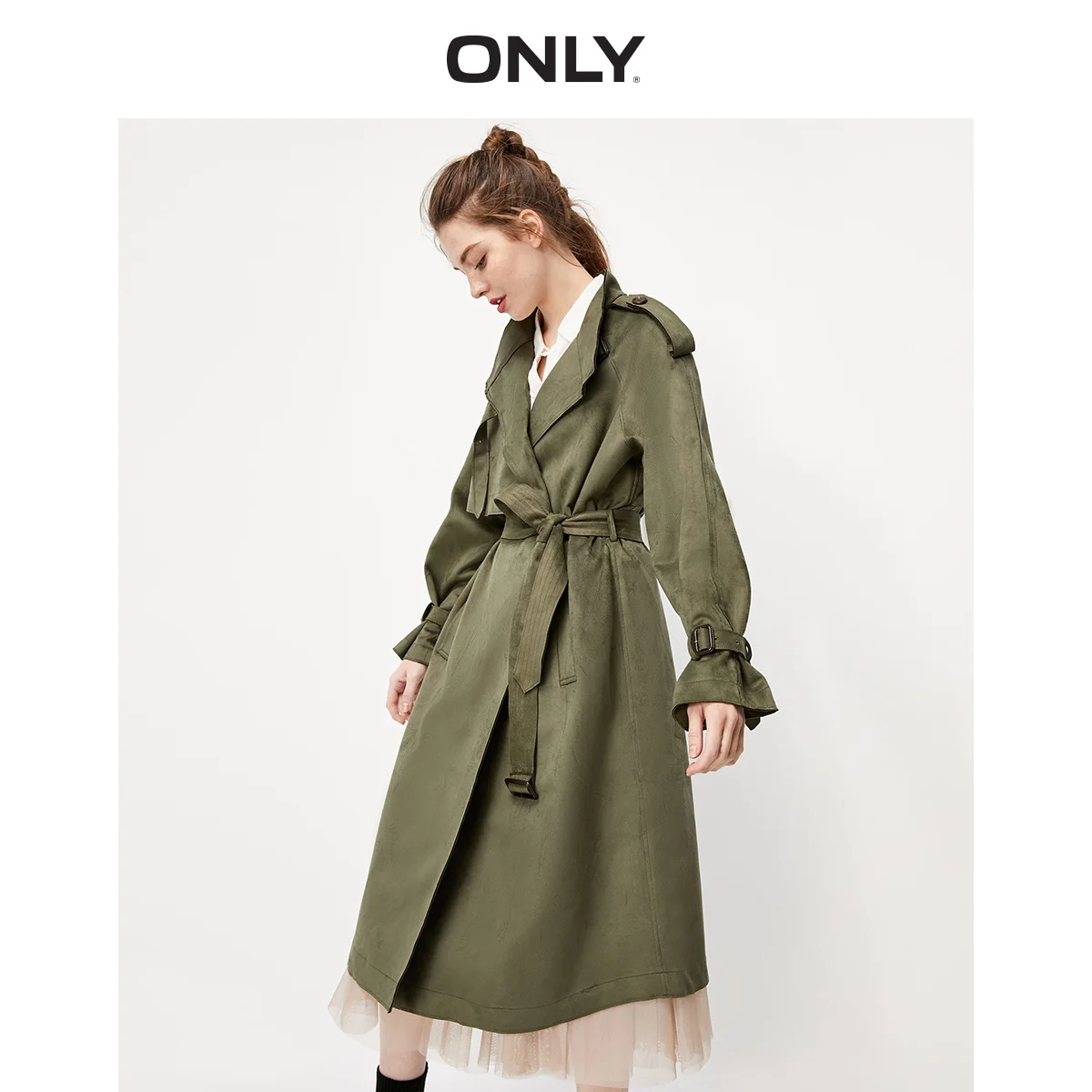 ONLY Autumn Winter Women's Suede Trench Coat | 119336523