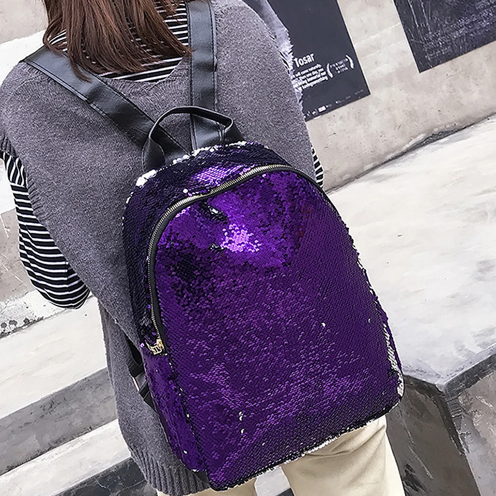 Рюкзак с пайетками Damen Leder Schulter Schule Schultertasche Handtasche Reisen