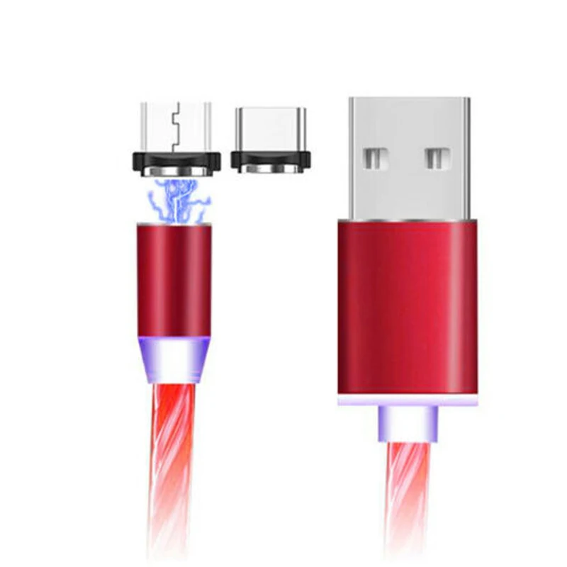 1 м 2.4A Магнитный светодиодный светильник Micro usb type C кабель для huawei mate 8 9 10 20 30 20X Pro P30 P20 Lite Pro Xiaomi кабель USB шнур