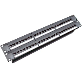 

AAAJ-19Inch 1U Cabinet Rack Pass-Through 24 Port CAT6 Patch Panel RJ45 Cable Adapter Keystone Jack Modular Frame