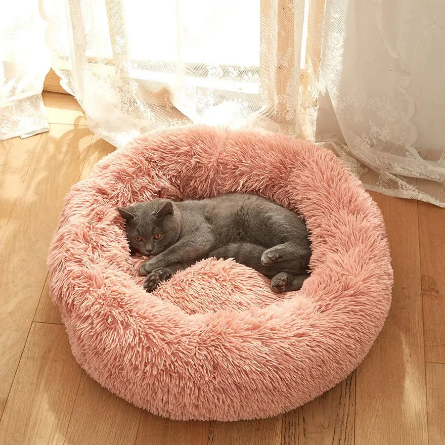 Plush Cat Bed House Soft Round Cat Bed Winter Pet Dog Cushion Mats For Small Dogs Cats Nest Warm Puppy Kennel Pet supplies