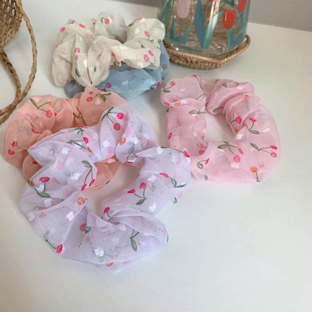 

Cute Sweet Printing Cherry Hair Rope Elastic Rubber Band Hairband Spring Summer Girl Accessories