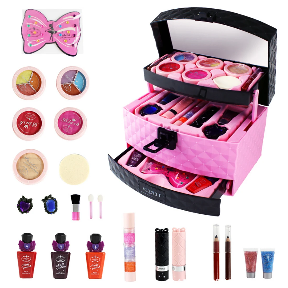 

Children Pretend Play Toys Little Princess Set Case Cosmetic Makeup Kit - Lizi