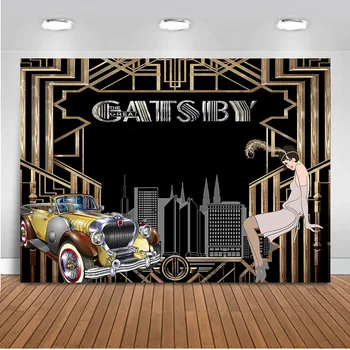 

Neoback Great Gatsby Backdrop for Photography Birthday Theme Party Decoration 80s 90s parties Style Photo Background Banner 407