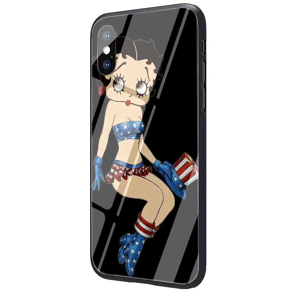 EWAU Betty Boop чехол из закаленного стекла для телефона для iphone 5 5s SE 6 6s 7 8 plus X XR XS 11 pro Max - Цвет: G12