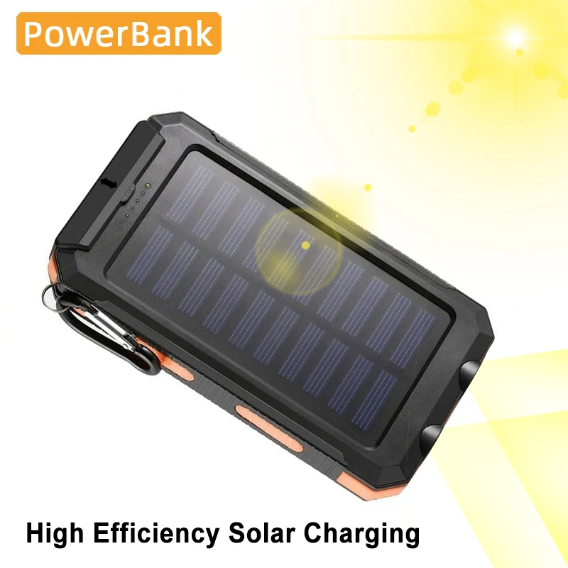 

QI 3.0 Solar Power Bank 30000mah Waterproof LED Powerbank External Battery Portable Charger for Xiaomi Huawei Iphone Poverbank