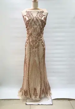 

2020 Cheap African 3D sequin lace fabric French tulle lace fabric with sequin high quality Nigerian lace fabric YYZ098721