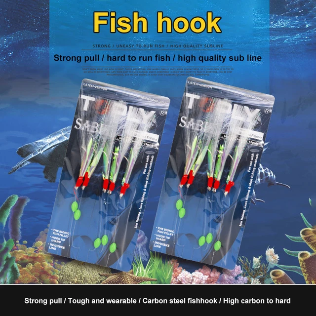 Mackerel Barbed Hook Bass Cod Lures Sea Fishing Rigs Tackle Boat