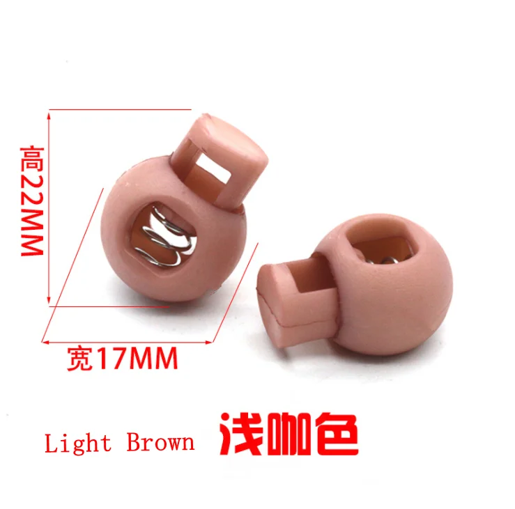 Light Brown 60 шт./партия 25 цветов пластиковые цветные круглые шаровые Блокировка шнура пружинный фиксатор для 8 мм амортизационный шнур K-355 - Цвет: Light Brown
