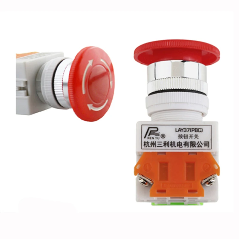 

30pcs 10A Sign Emergency Stop Switch Push Button LAY37 Mushroom Push Button 4 Screw Terminal