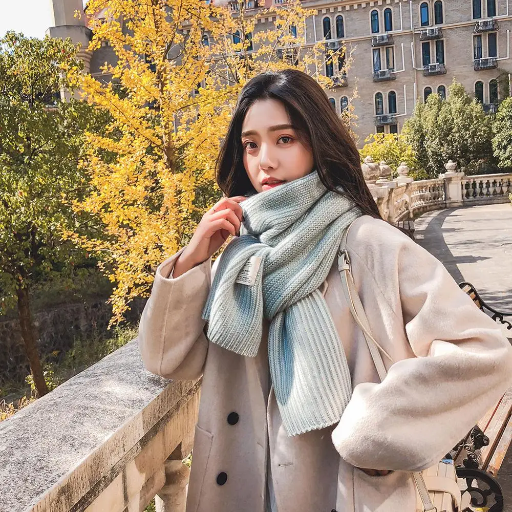

Brand Women Scarf Fashion Soild Autumn Winter Kitted Cashmere Scarves Lady Warmer Pashmina Long Scarf Wraps Foulard femme