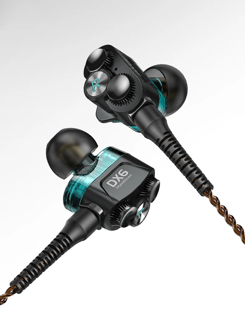 Plextone DX6 спортивные наушники с микрофоном ушной крючок три единицы 3,5 мм наушники-вкладыши наушники HiFi стерео нч, проводная гарнитура кабель MMCX наушники для телефона Xiaomi