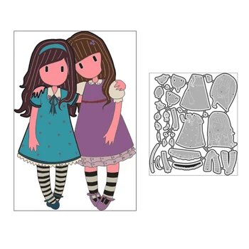 

2020 Hot New Die Cut Friend Fairy Girl Dress Bag Topper Metal Cutting Dies Foil and Crafts Scrapbooking For Card Making no stamp