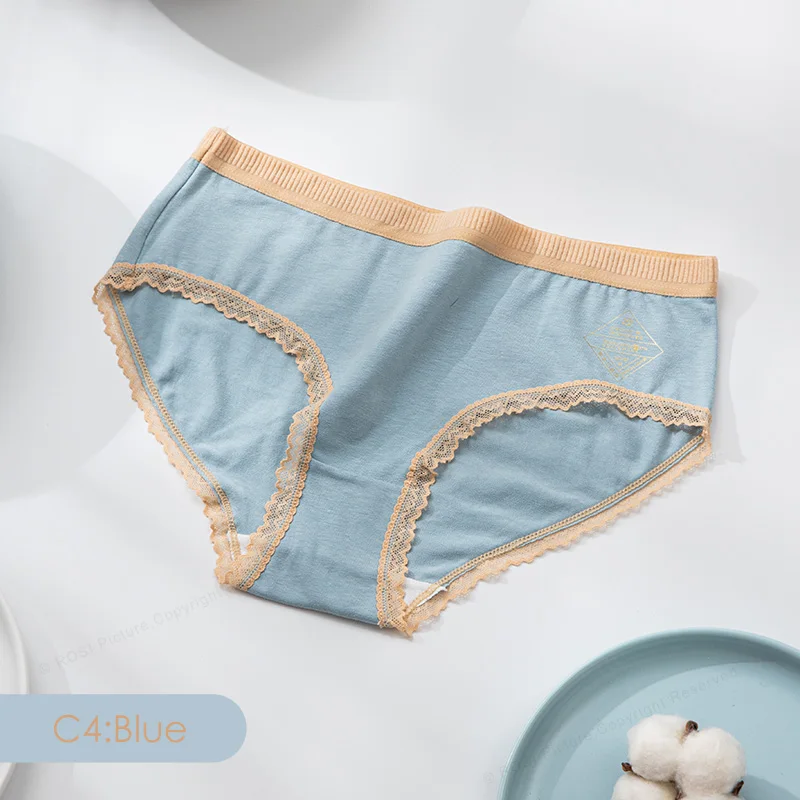 3pcs/lot Comfort Cotton Underpants With Lace Briefs Female Underwear Women's Seamless Knickers Lingerie Antitacterial Breathable