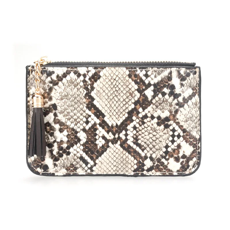 

Large-Volume Snakeskin Purse Women's 2019 New Style Europe And America Soft Surface Zipper Wallet Ultra-Thin Tassels Purse